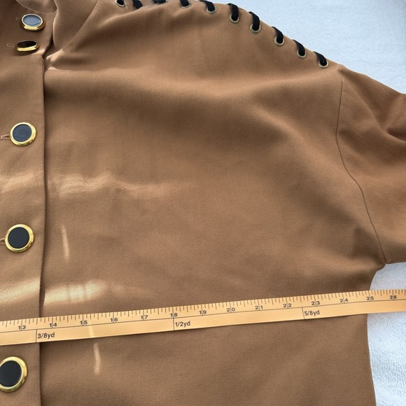 Vintage Wool Coat Dress Funnel Neck Brown Size 14 Sandra Ow-Wing NR1 80s - Picture 8 of 10